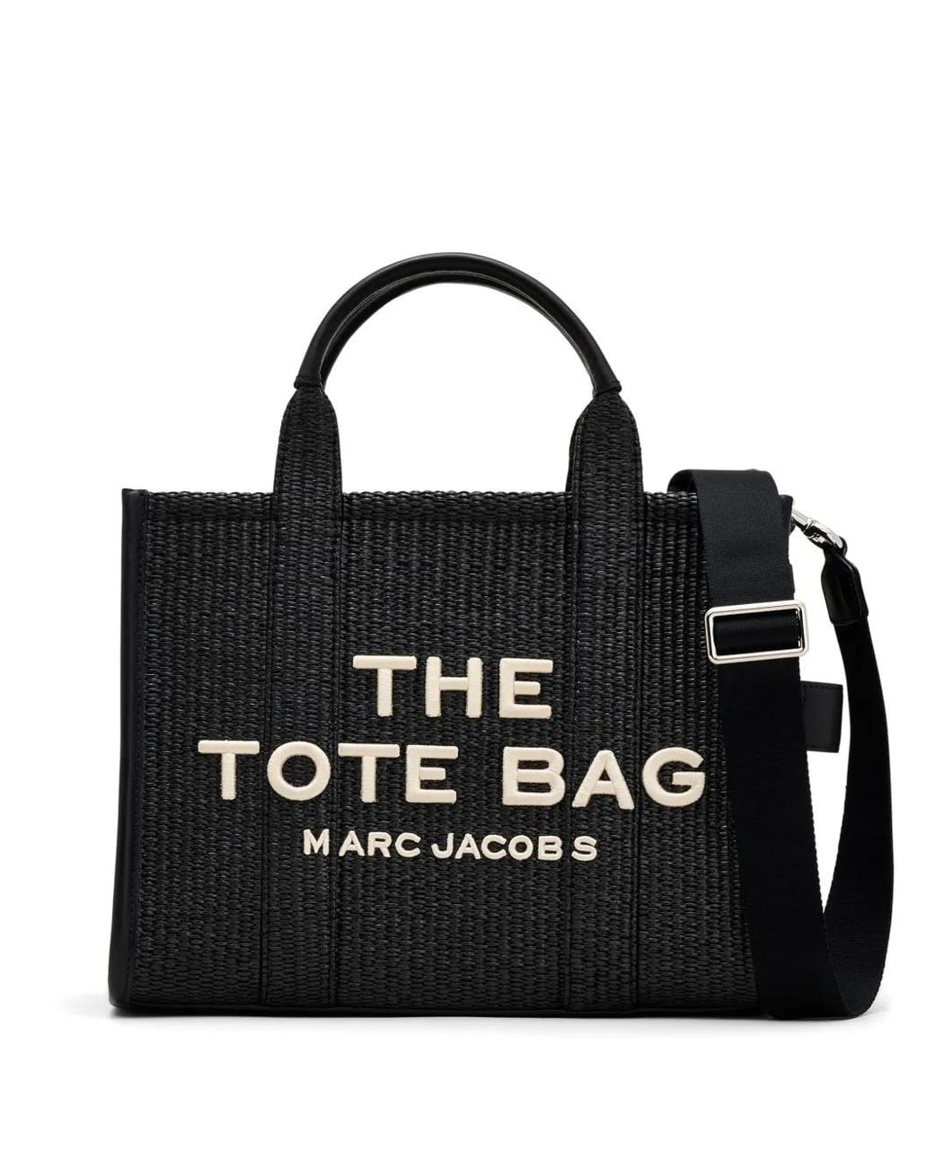Marc Jacobs Black Medium Raffia Tote Handbag With Logo For for men