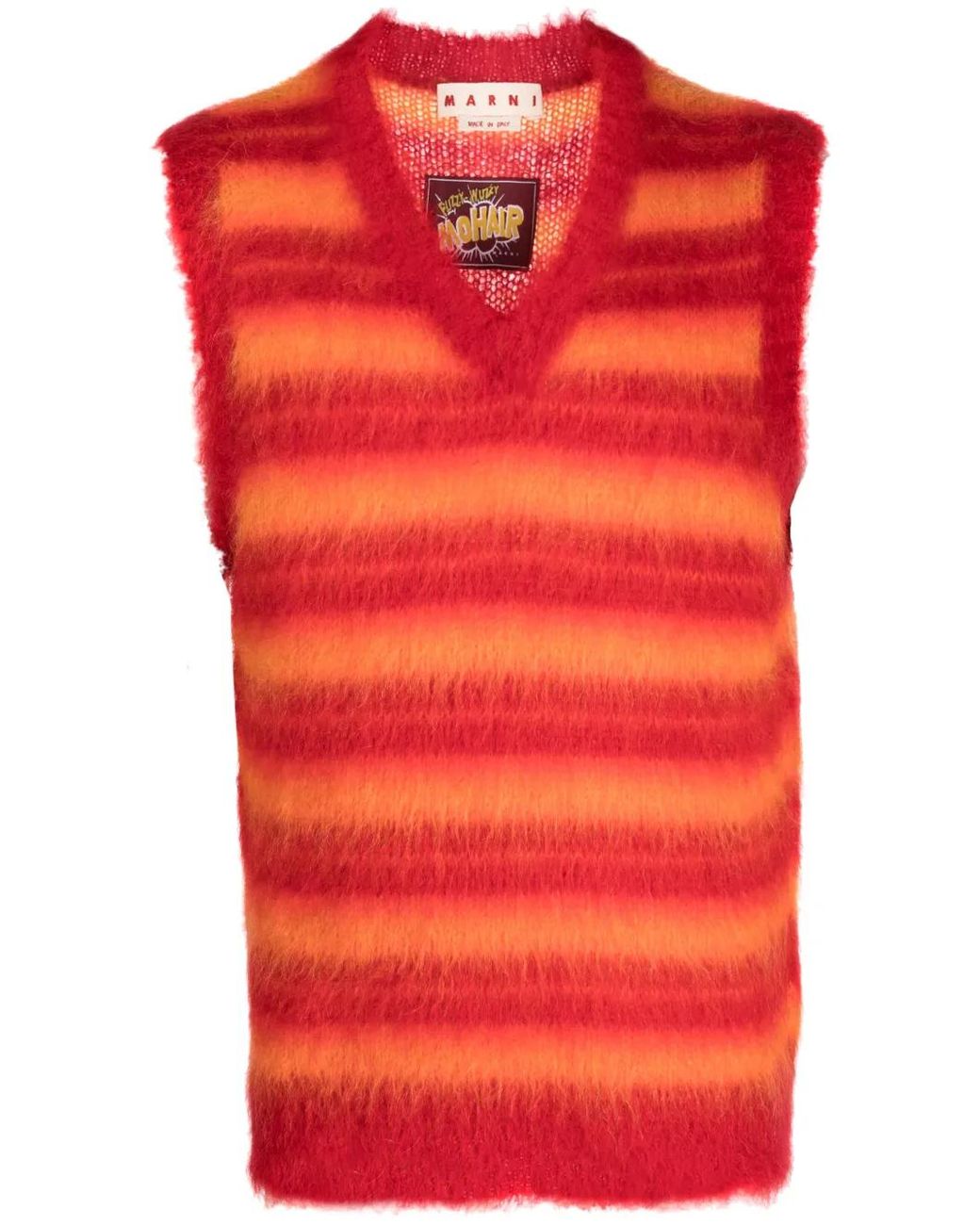 Marni Red Brushed-Mohair Striped Vest for men
