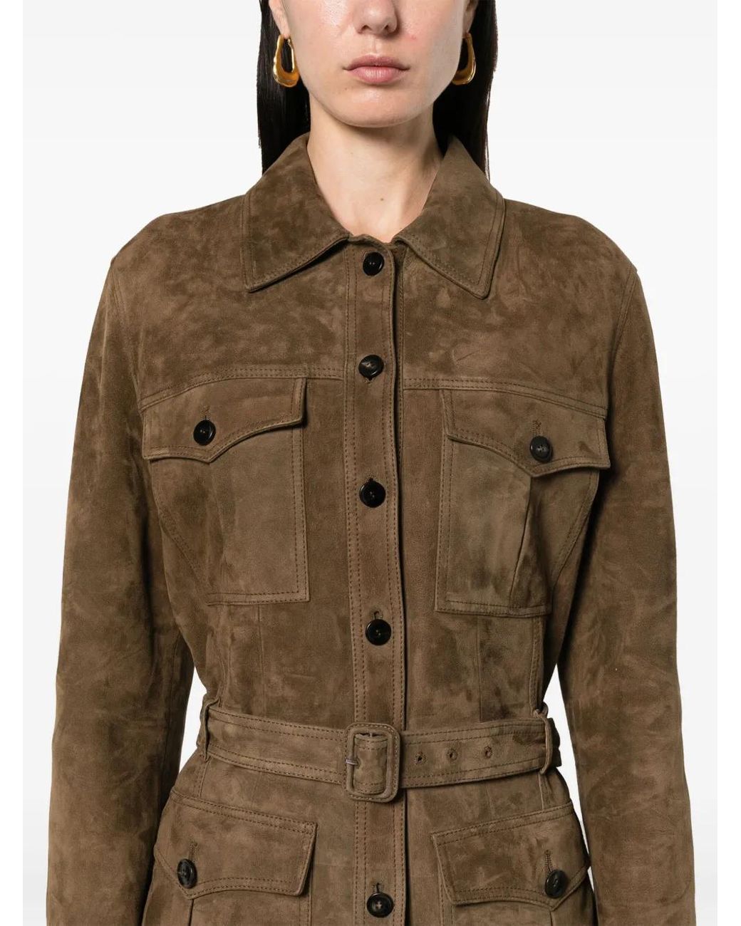Tom Ford Green Suede Leather Coat