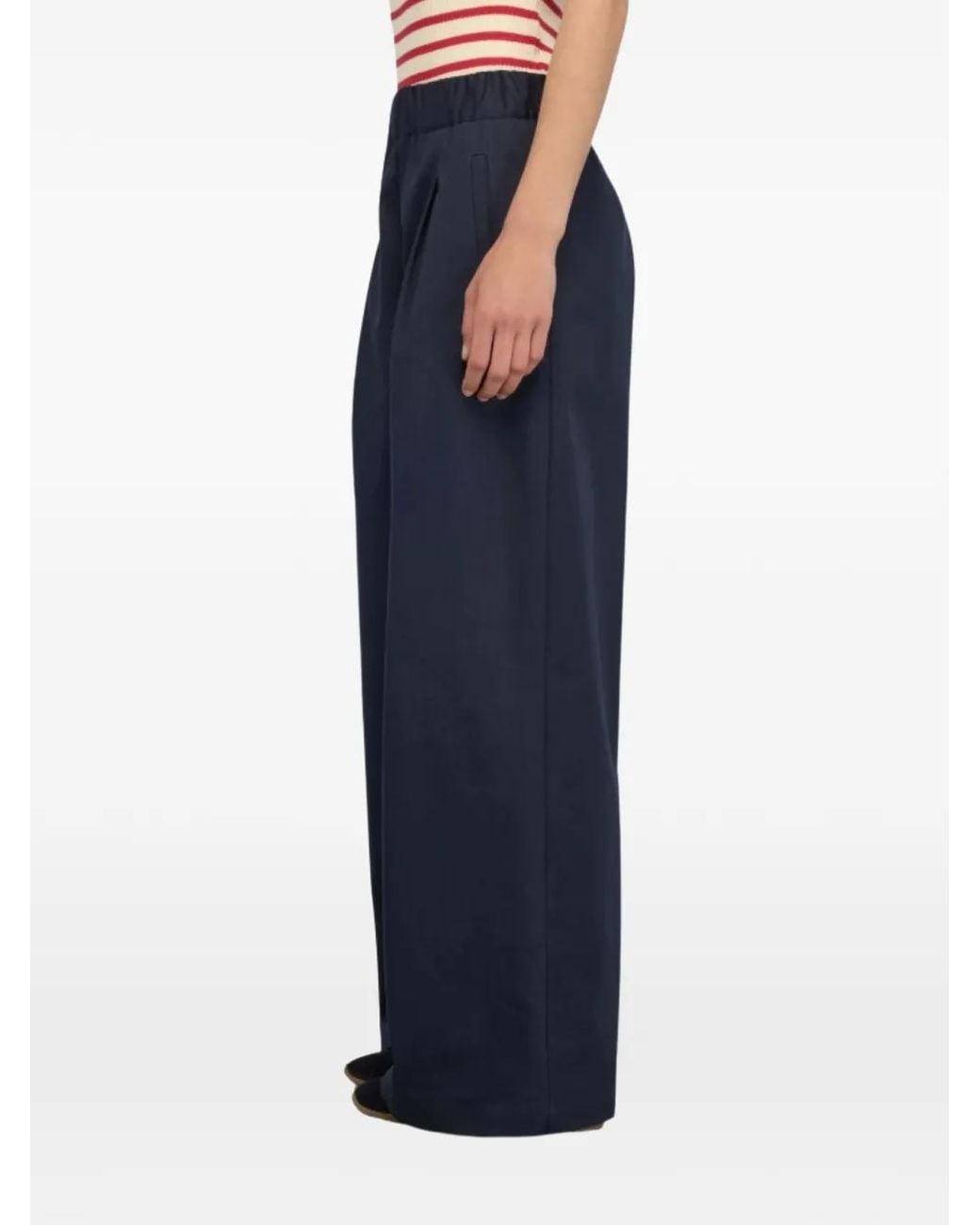 Semicouture Blue Side-Pocket Palazzo Pants