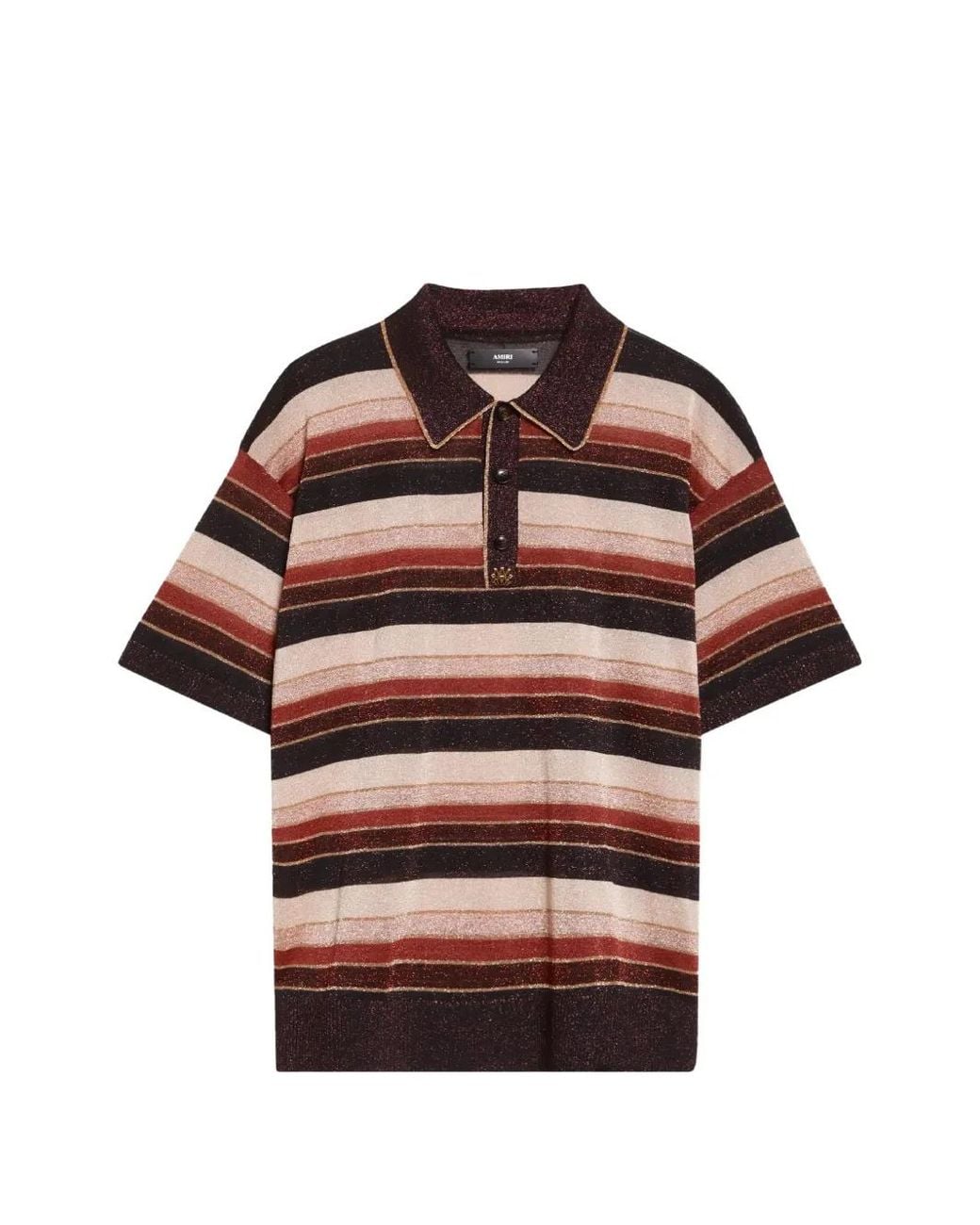 Amiri Red Striped Glitter-Effect Polo Shirt for men
