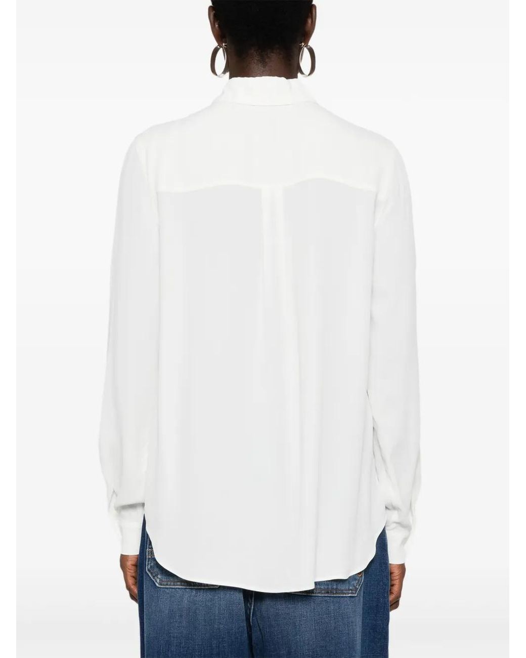 Pinko White New Nora Crepe De Chine Shirt