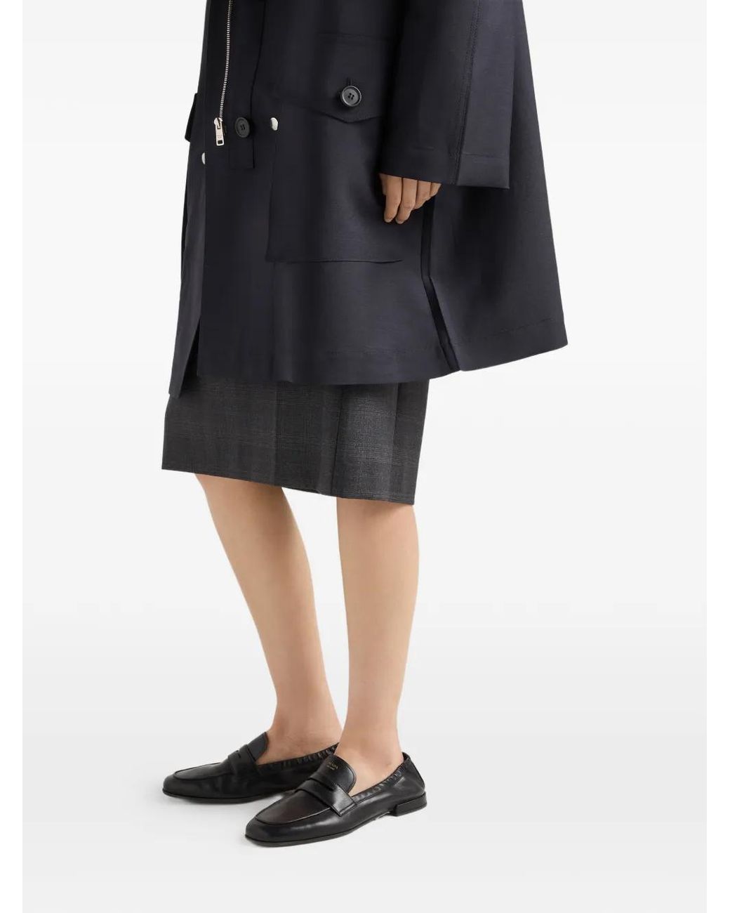 Prada Blue Single-Breasted Mohair And Re-Nylon Coat