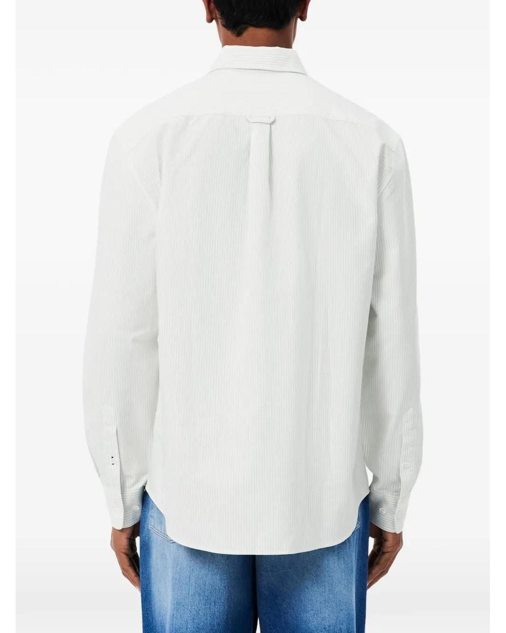 Lacoste White Regular Fit Striped Oxford Shirt for men