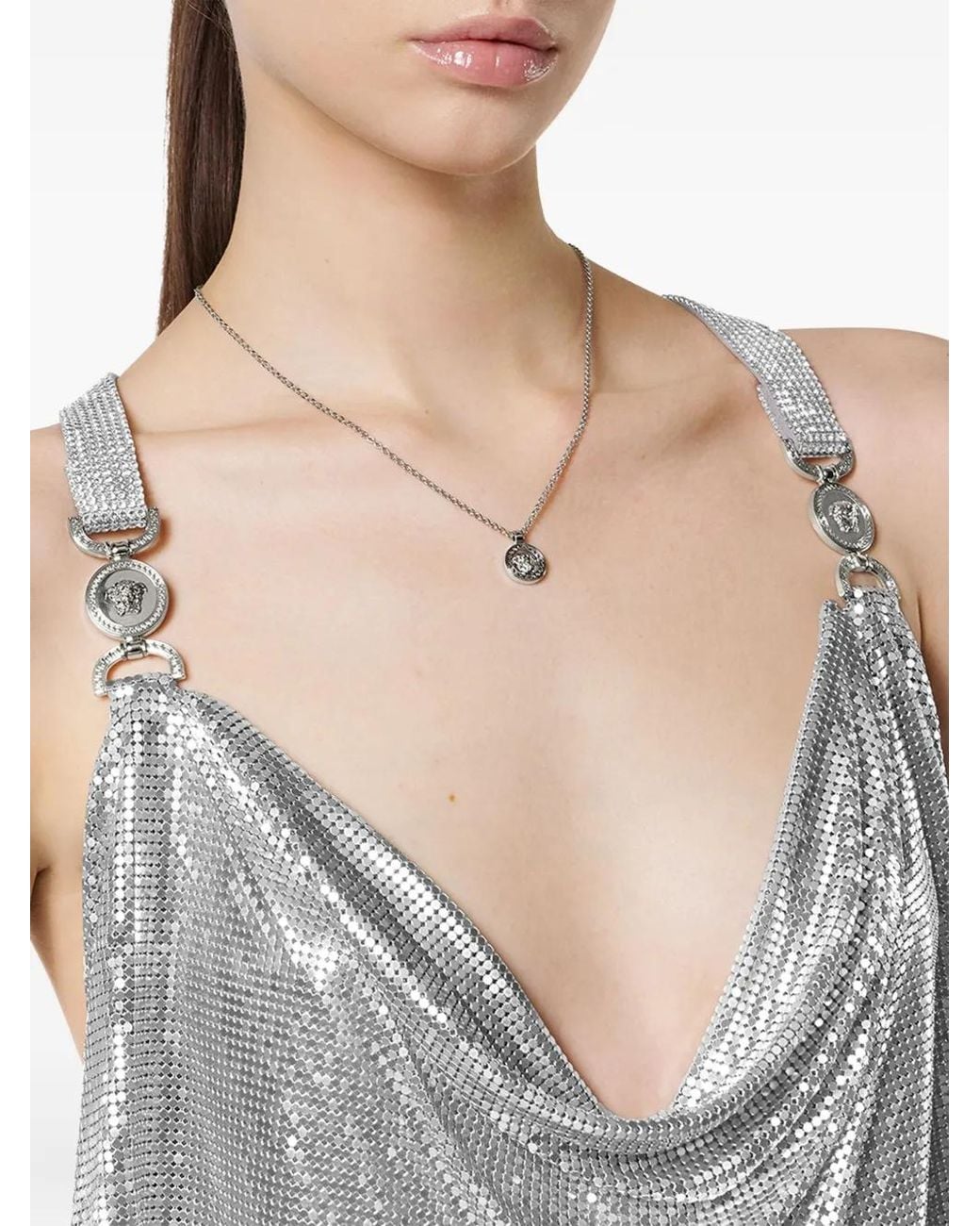 Versace Gray Maxi Medusa '95 Chainmail Dress