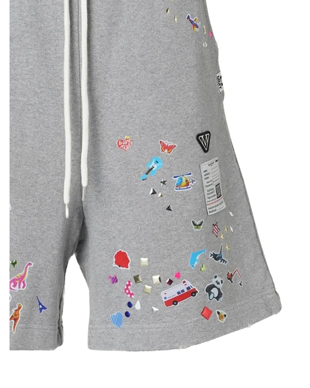 Maison Mihara Yasuhiro Gray Kids-Sticker Printed Sweat Shorts for men