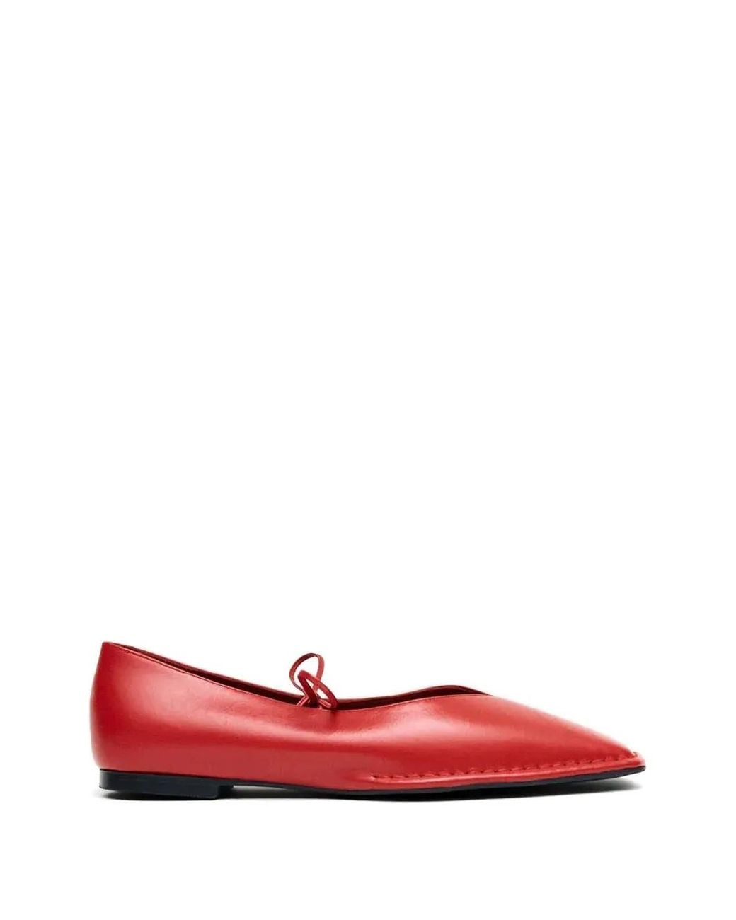 Alohas Red Sway Tie Square-Toe Ballet Flats
