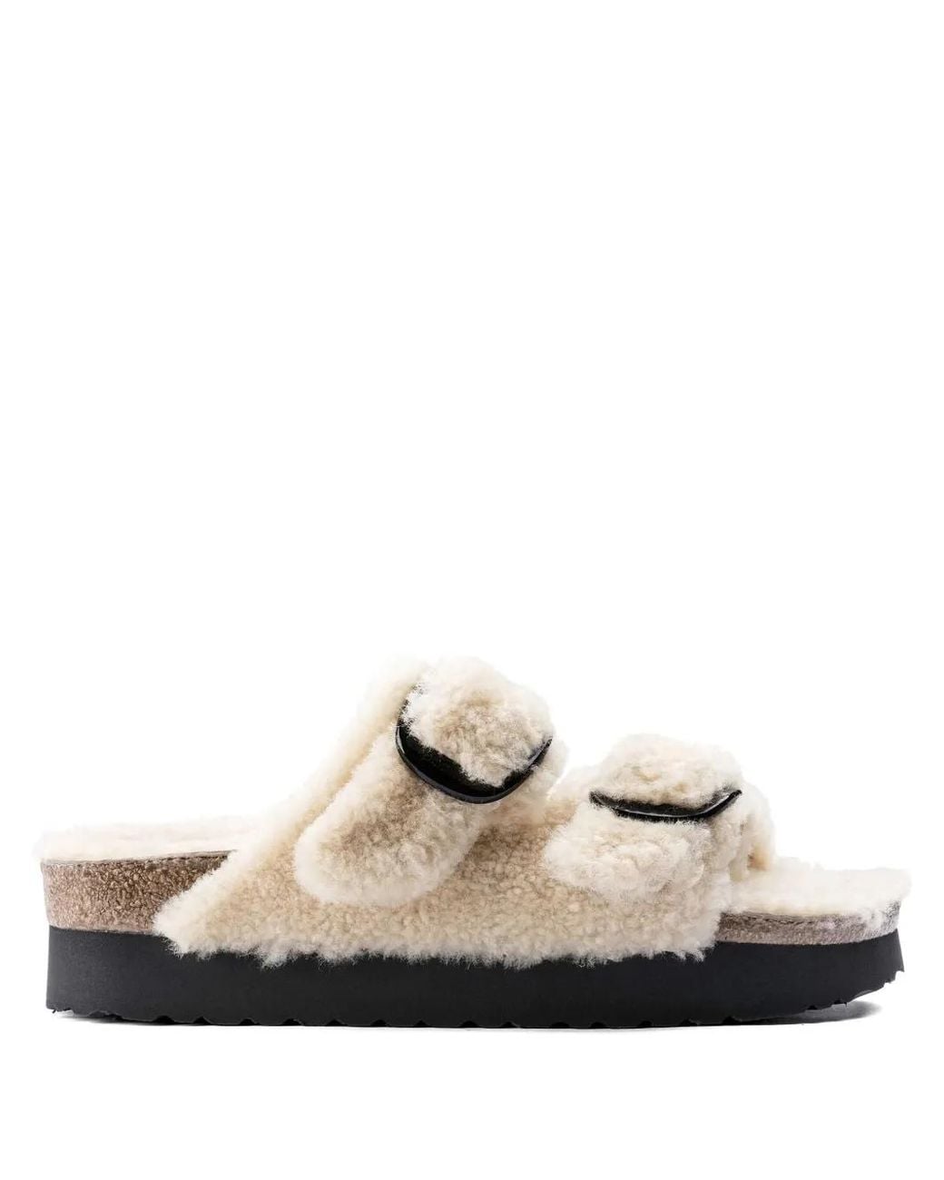 Birkenstock White Arizona "Teddy Eggshell" Shearling Sandals for men