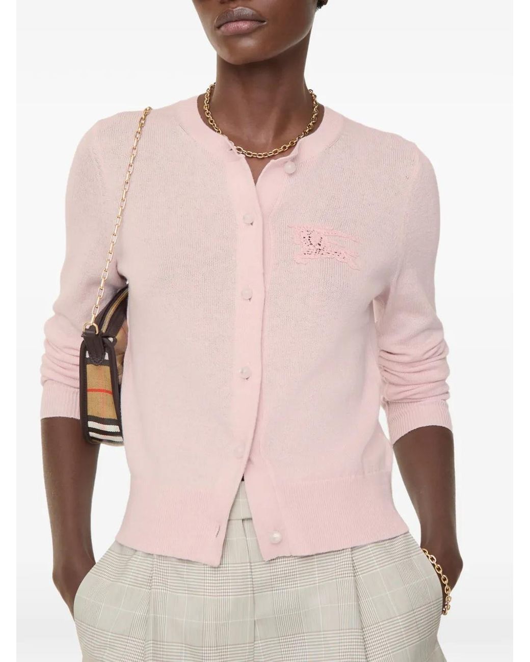 Burberry Pink Knight Cotton Wool Cardigan
