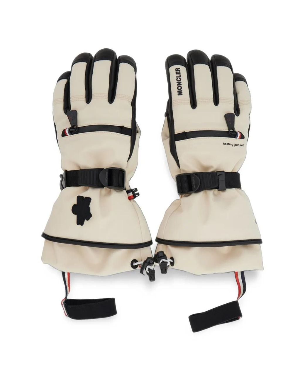 Moncler Black Logo-Patch Buckled Gloves