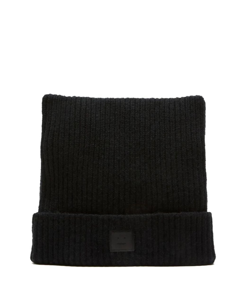 Acne Black Face Logo Square Beanie Hat