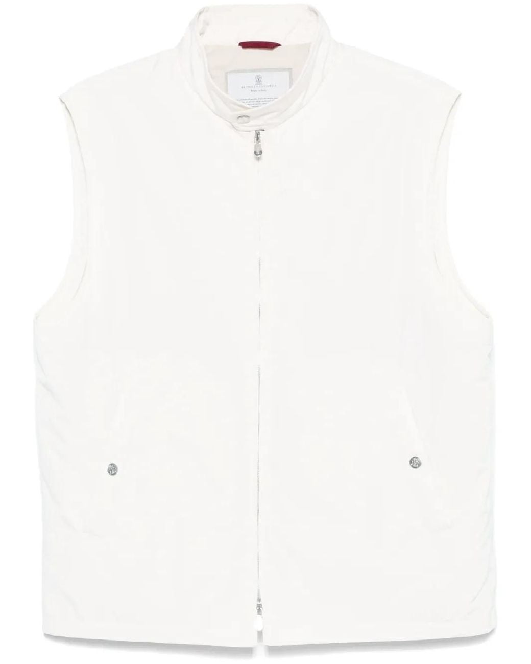 Brunello Cucinelli White Lightweight Gilet for men