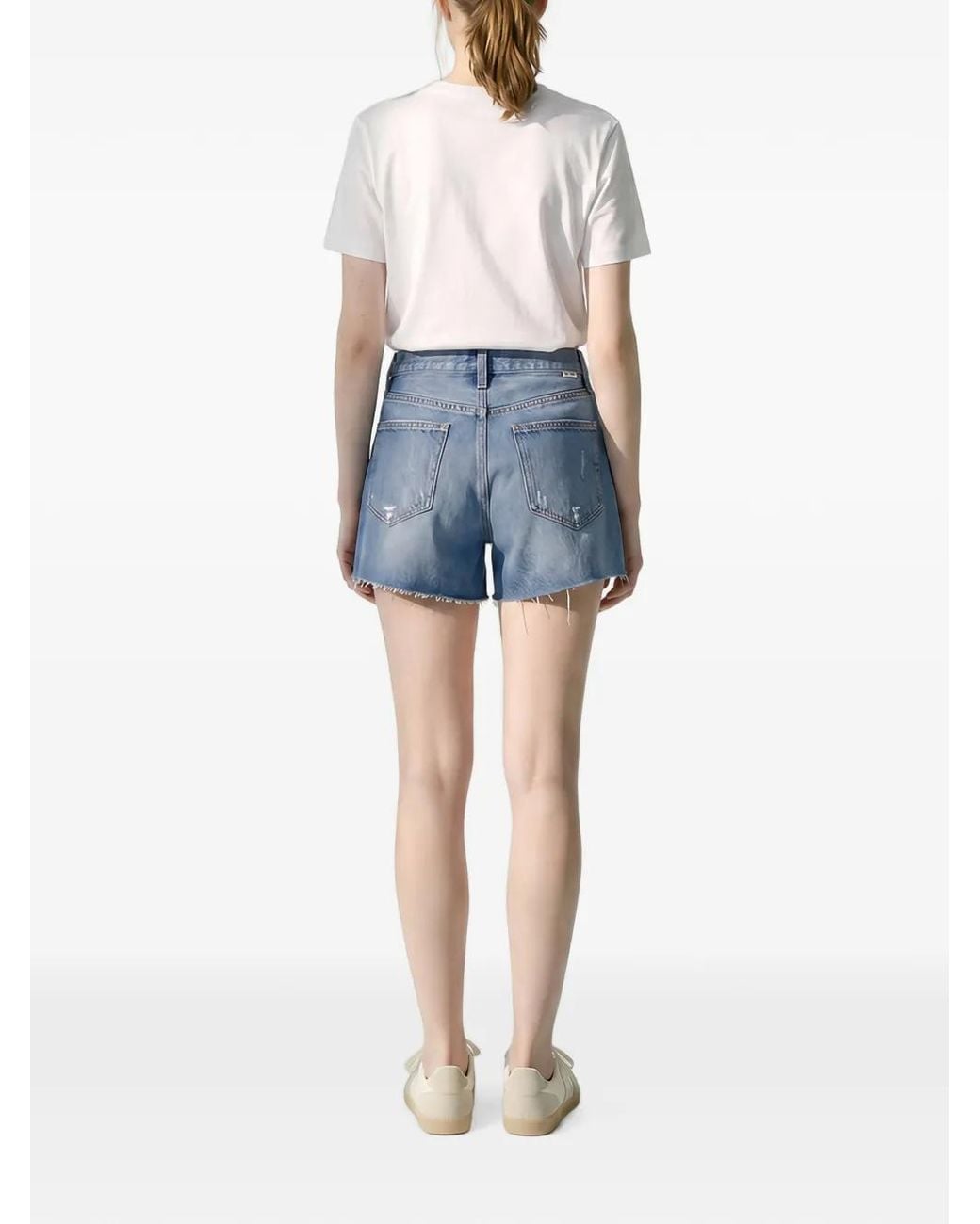 Hey Joanie Blue Distressed Frayed-Hem Shorts