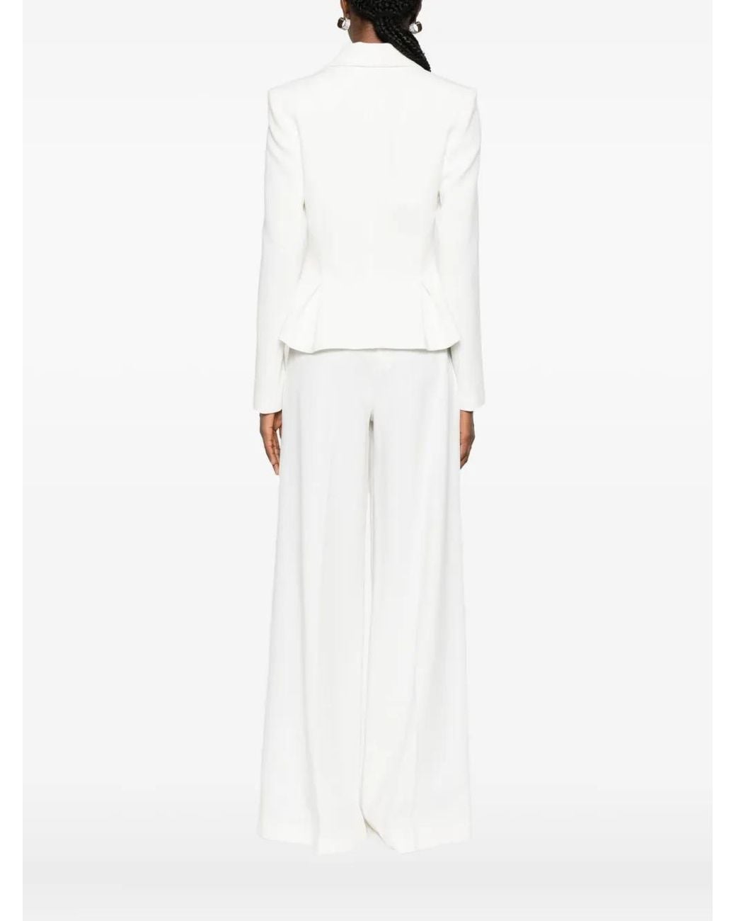 Nissa White Crystal-Embellished Single-Breasted Blazer