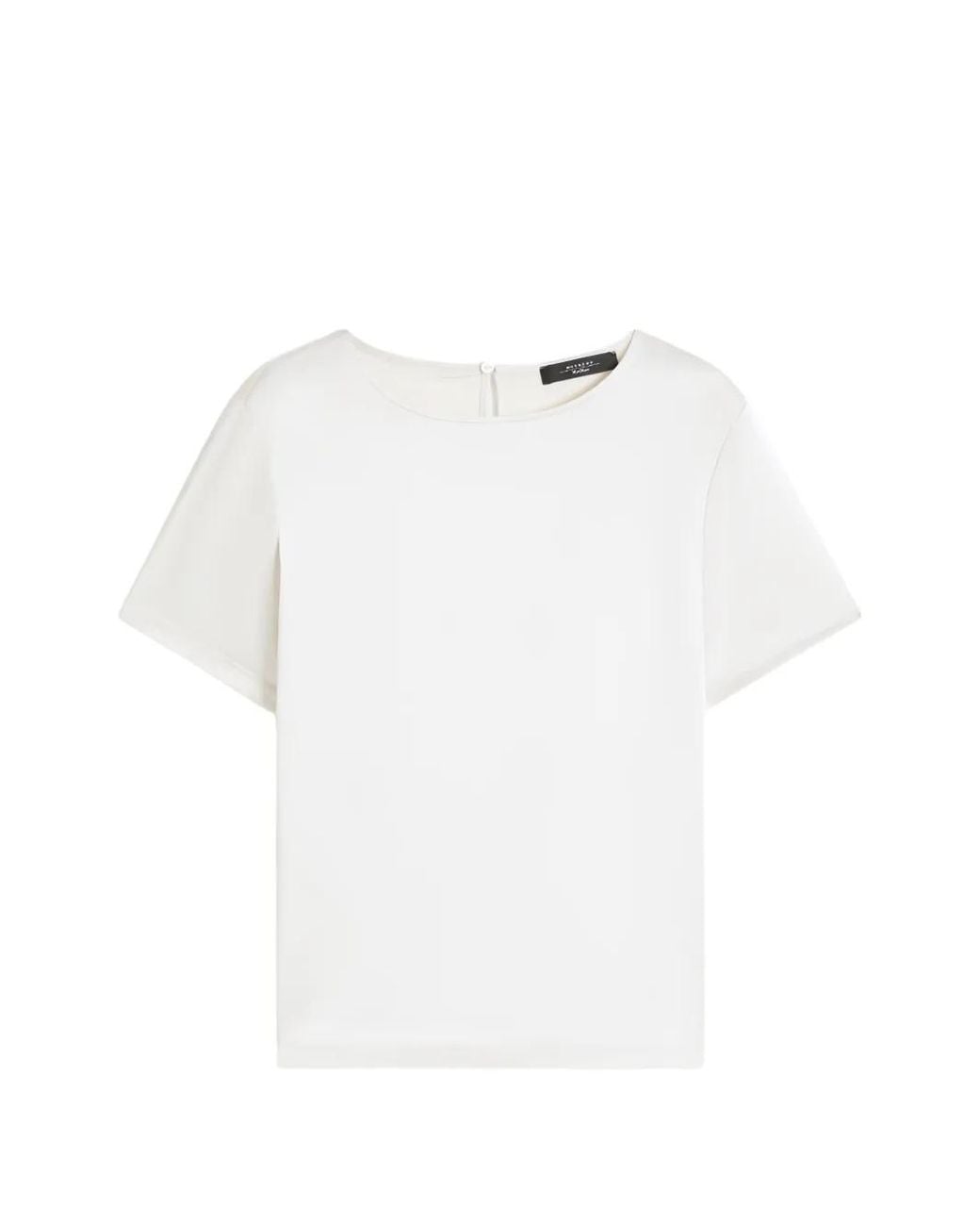 Weekend by Maxmara White Satin Keyhole-Back T-Shirt