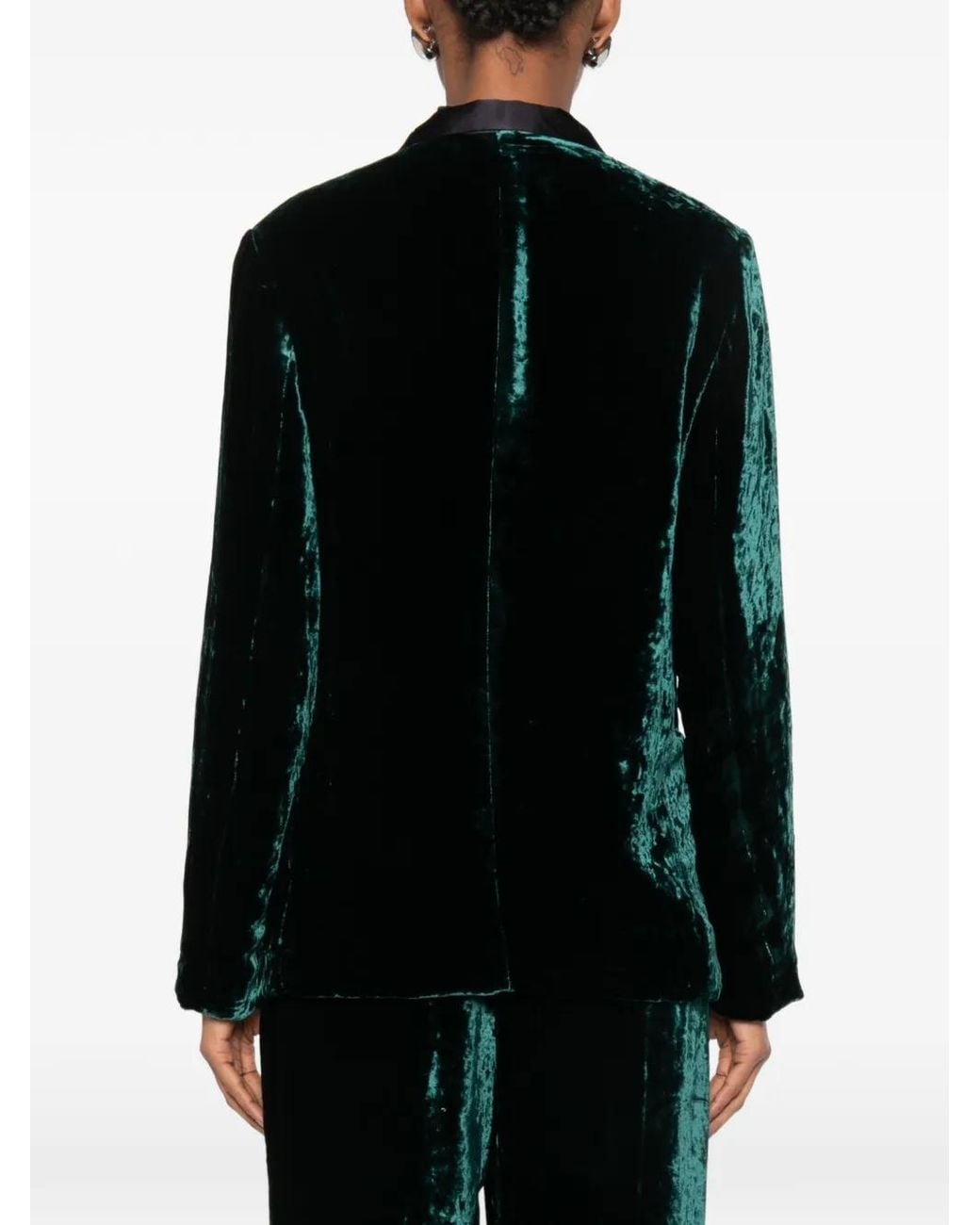 Forte_forte Black Crushed-Velvet Shawl-Lapel Jacket