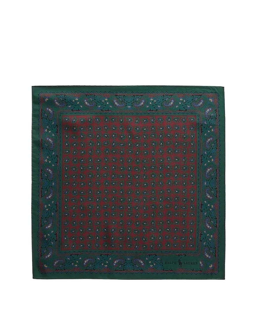 Polo Ralph Lauren Green Paisley-Pattern Pocket Square for men