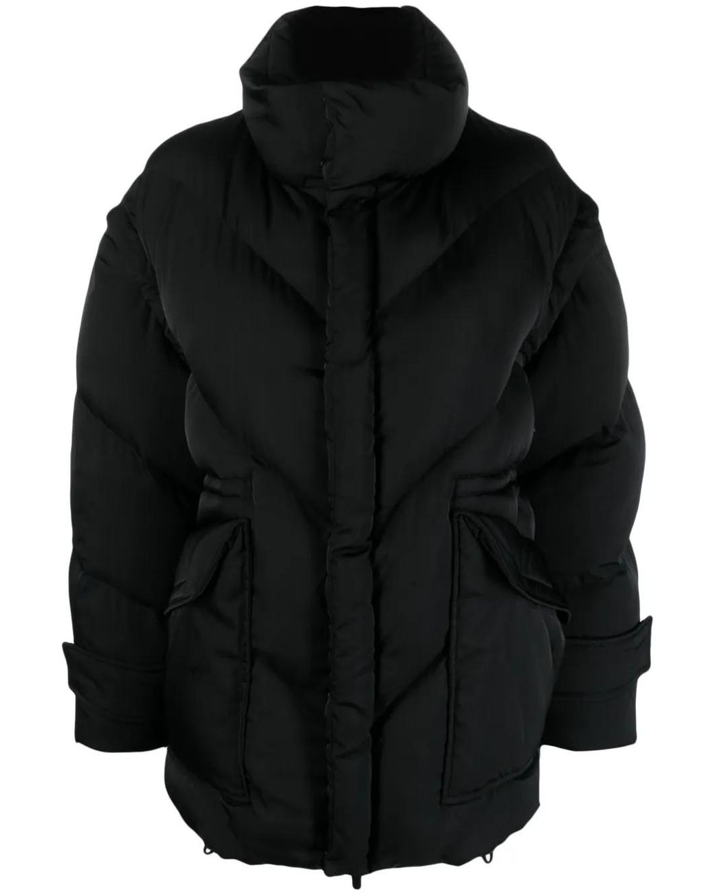 Del Core Black Funnel-Neck Quilted Jacket
