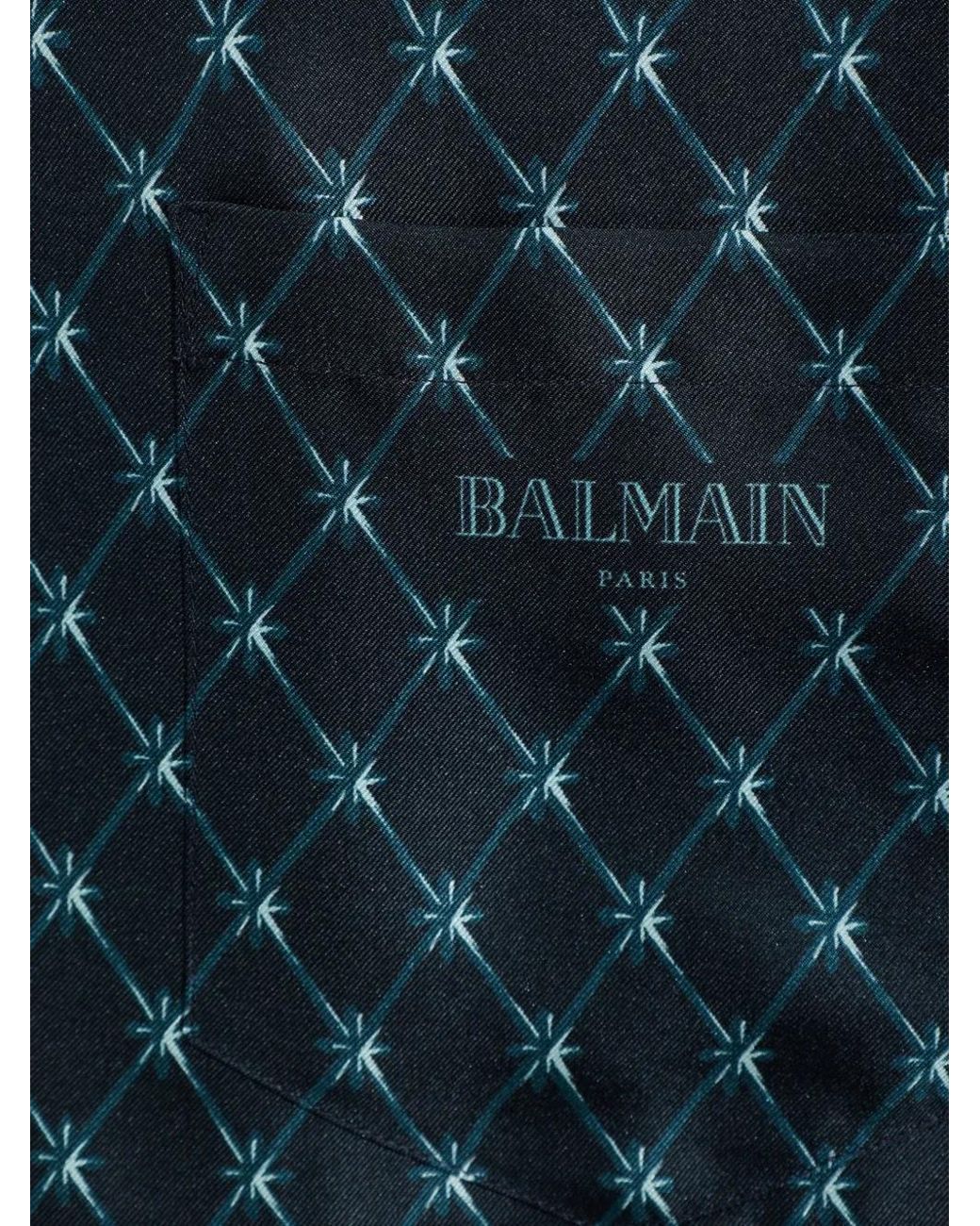 Balmain Blue Silk Shirt for men