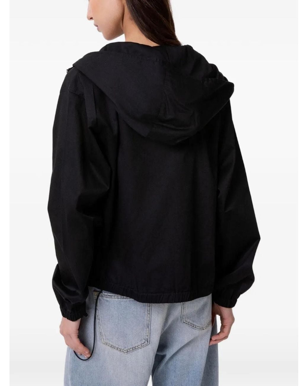 Gaelle Paris Black Hooded Drawstring Bomber Jacket