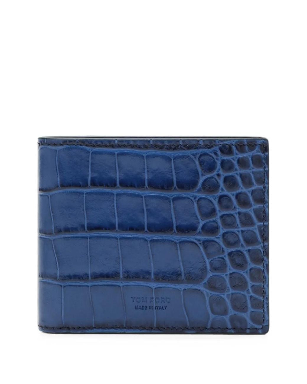 Tom Ford Blue Crocodile-Effect Leather Wallet for men