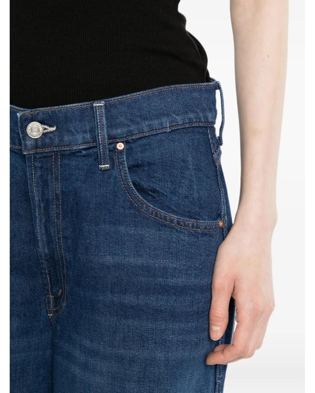 Mother Blue Classic Five Pockets Wide-Leg Jeans