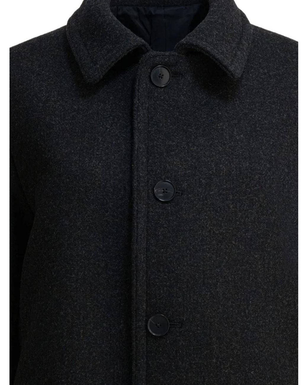 Auralee Black Single-Breasted Wool Coat for men