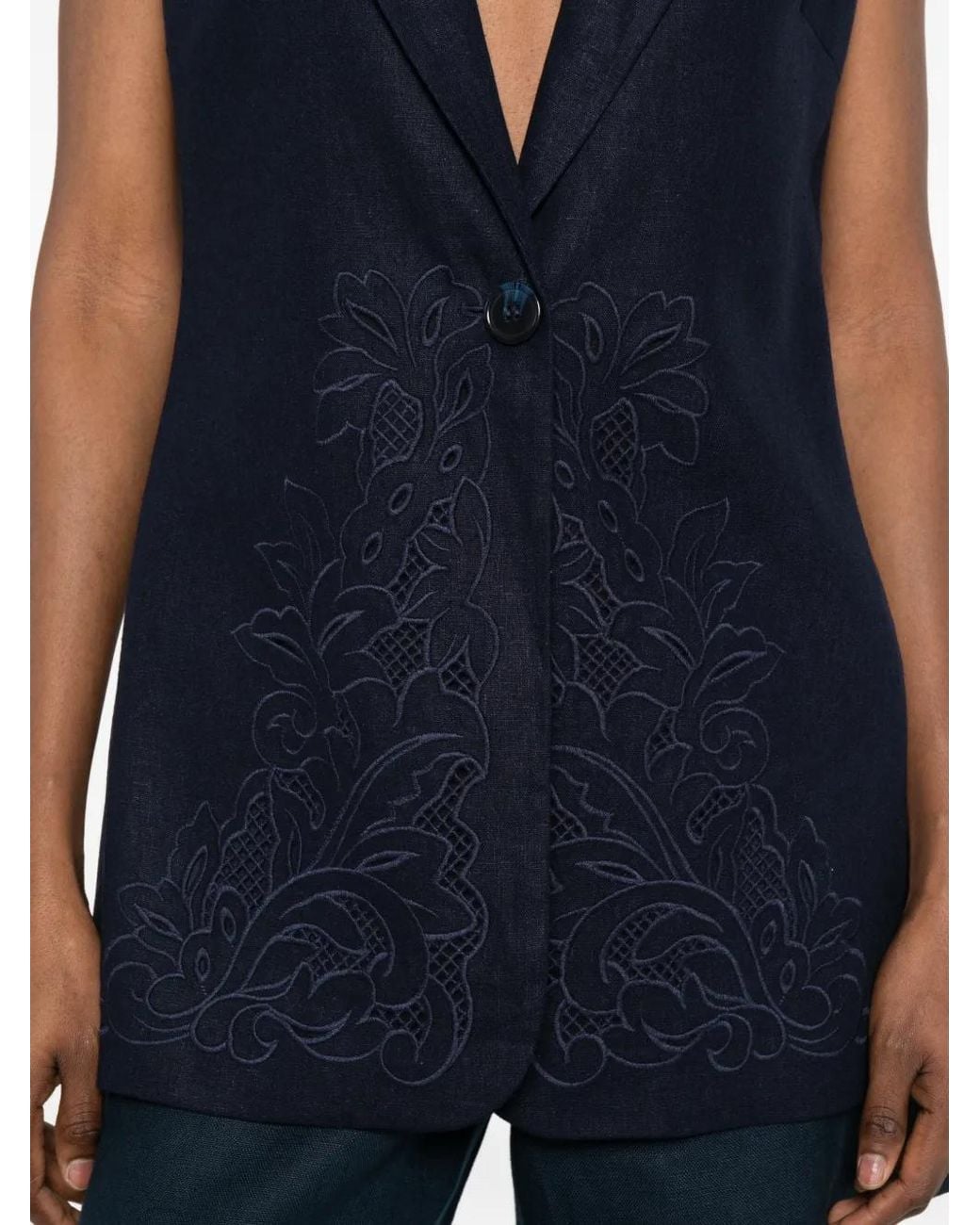 Twinset Blue Floral Sleeveless Jacket