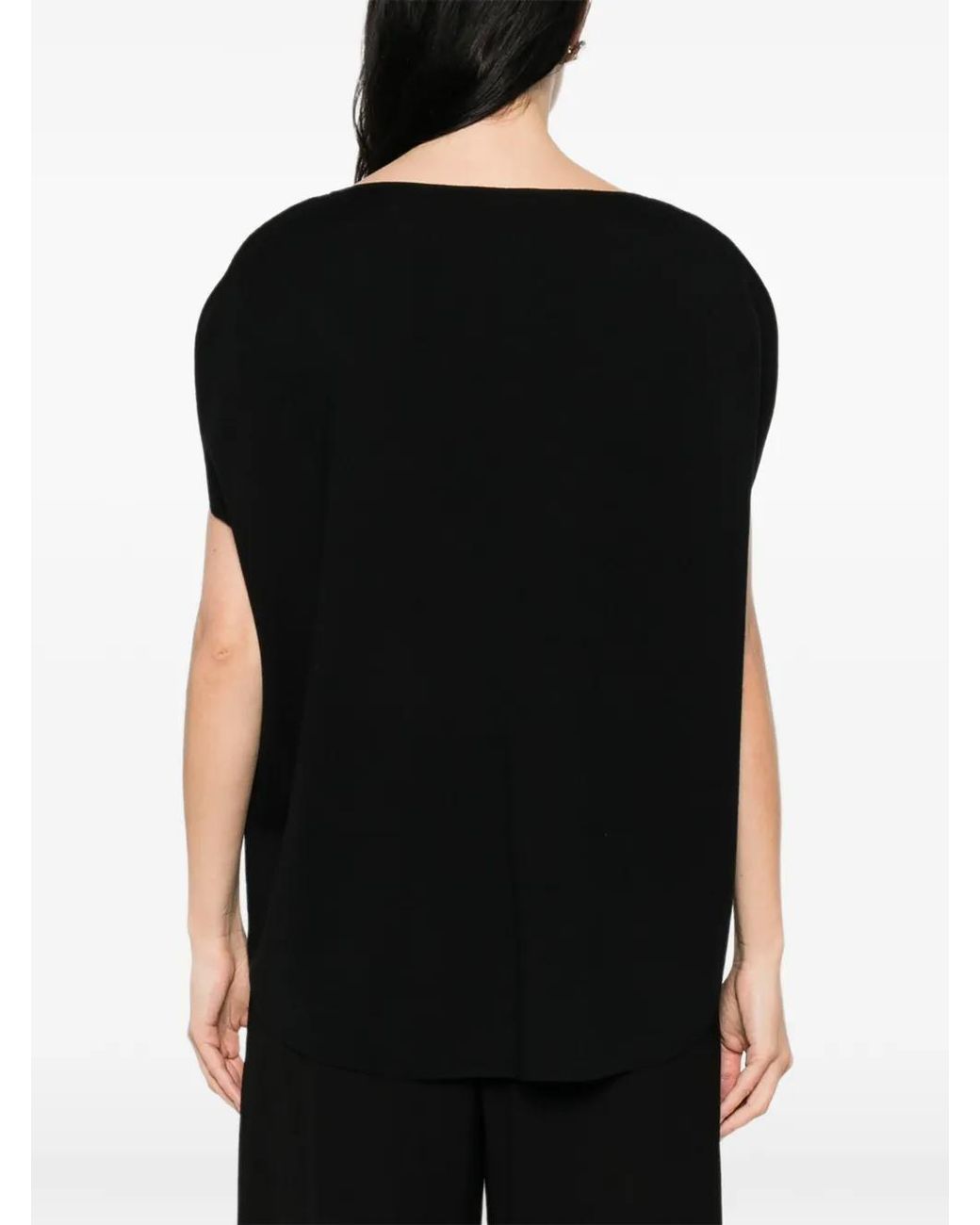 Allude Black Boat-Neck Blouse