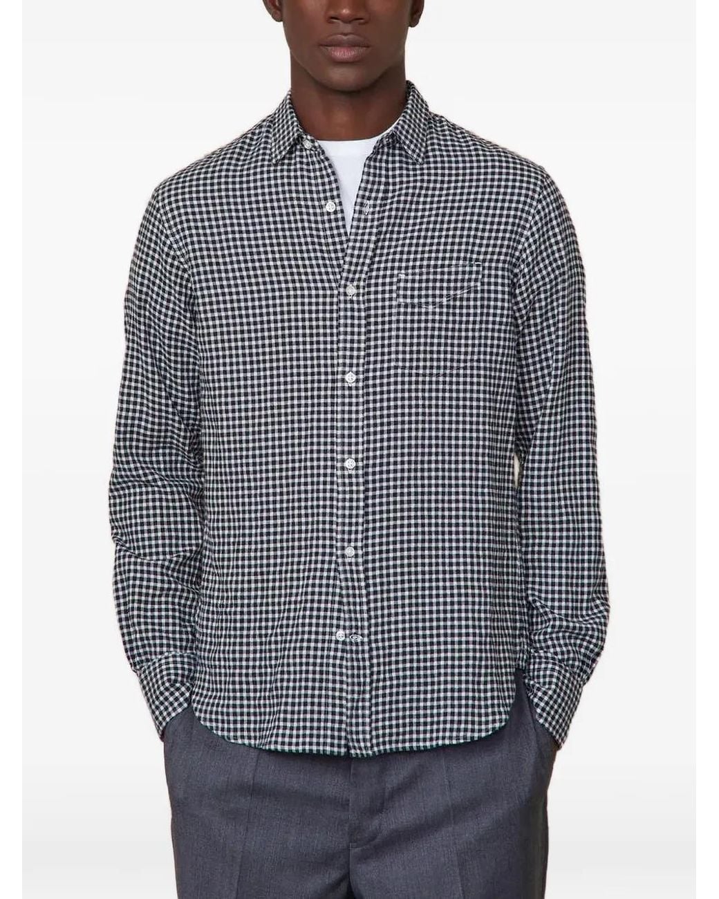 Officine Generale Blue Chemise Lipp En Soie for men