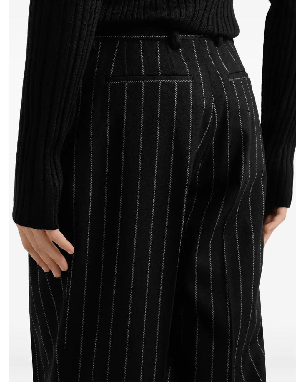 Dolce & Gabbana Gestreept Wollenblend Broek in het Black voor heren