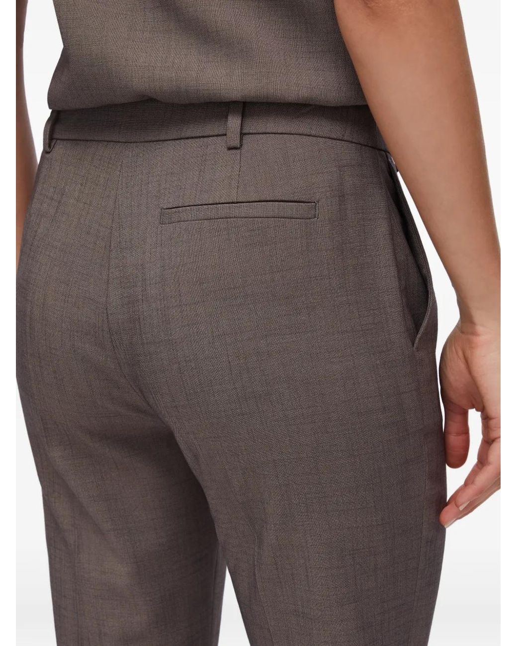 Liu Jo Brown Straight-Leg Mélange Fabric Trousers
