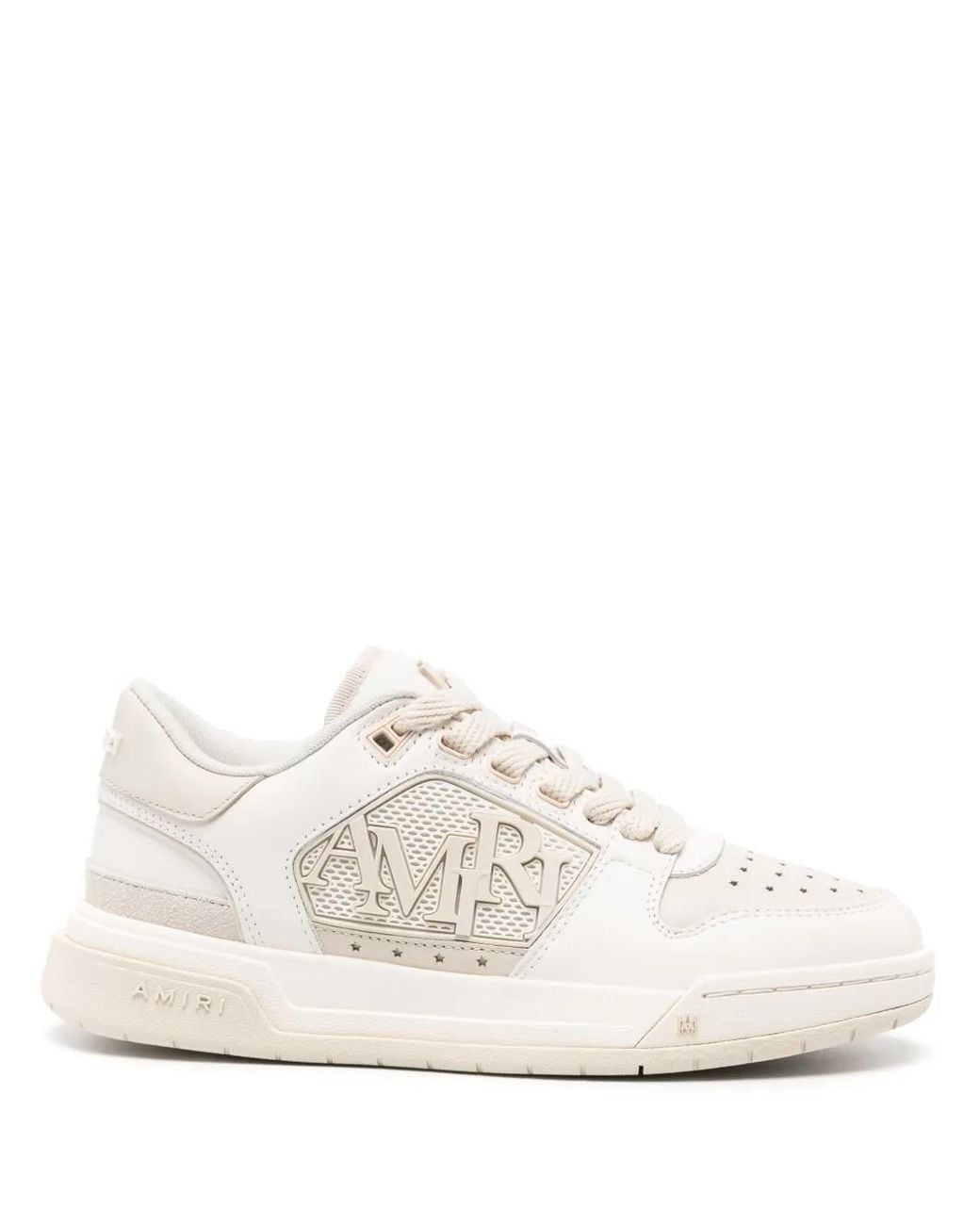 Amiri Natural Classic Logo-embellished Leather Low-top Trainers