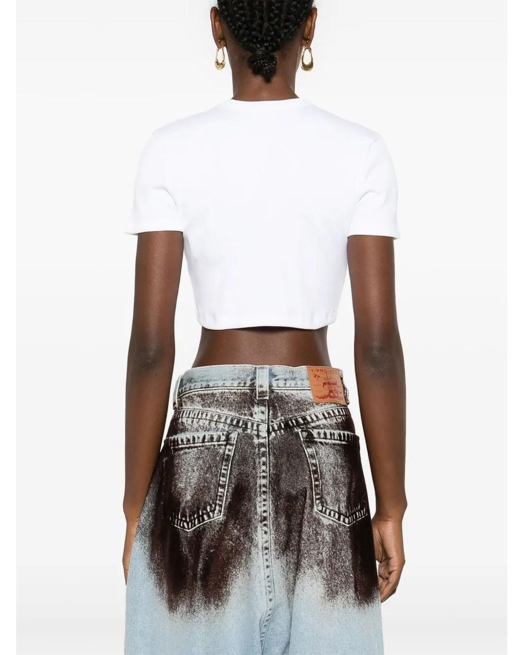 Gcds White Lounge Logo Crop Top