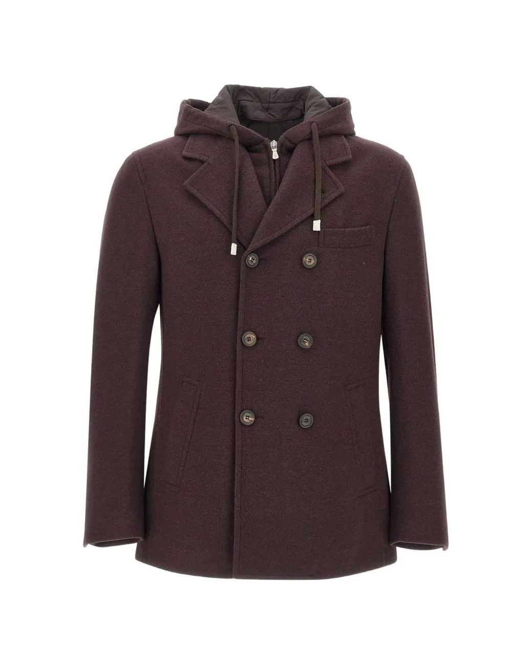 Eleventy Purple Double-Breasted Hooded Jacket for men
