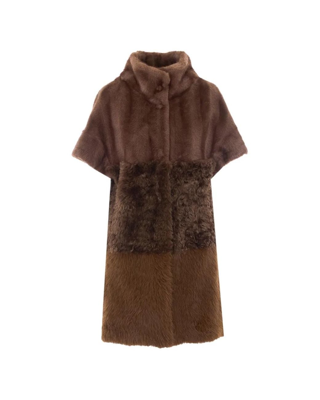Bully Brown Faux-Fur Short-Sleeve Coat