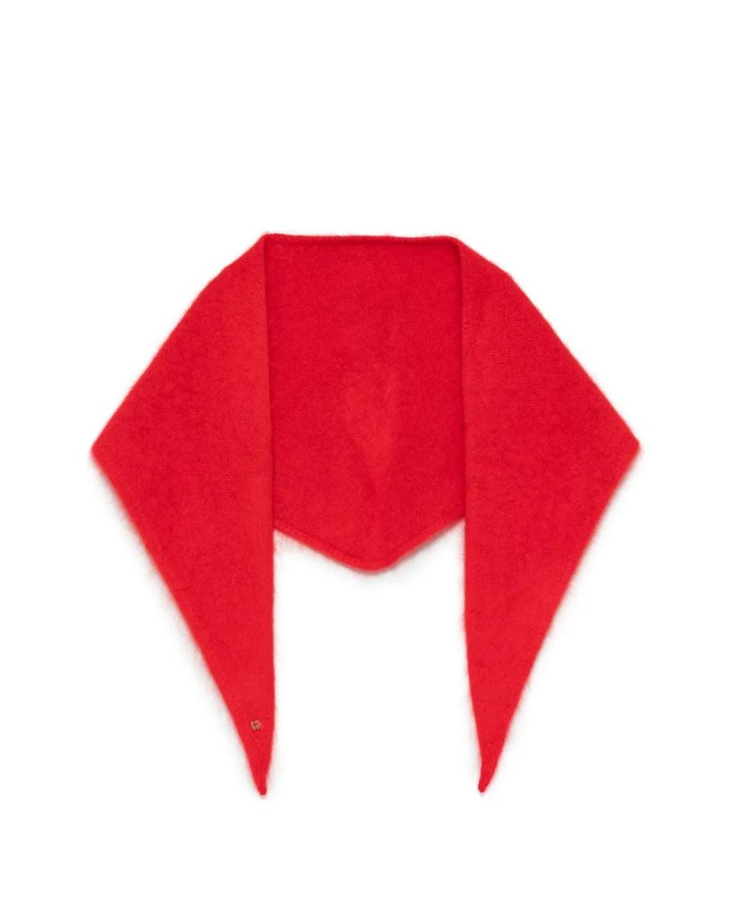 Maje Red Fuzzy Triangular Scarf