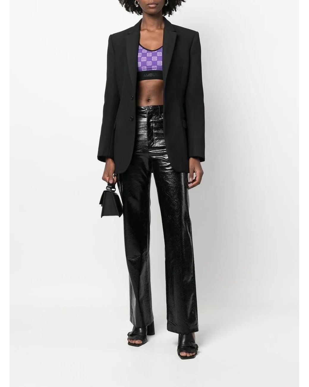 Ambush Purple Monogram-Print Bra Top