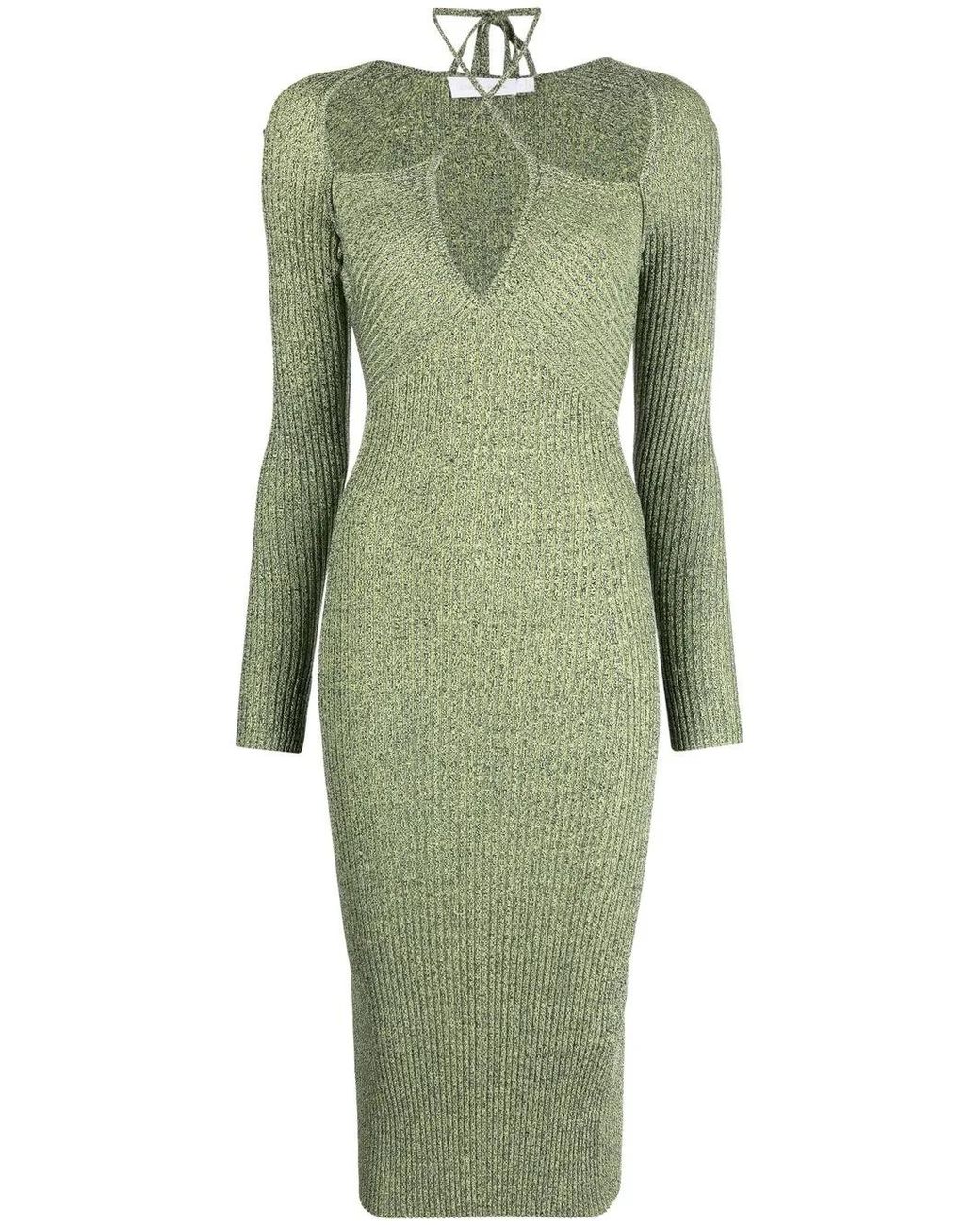Jonathan Simkhai Green Crossover Strap Bodycon Midi Dress