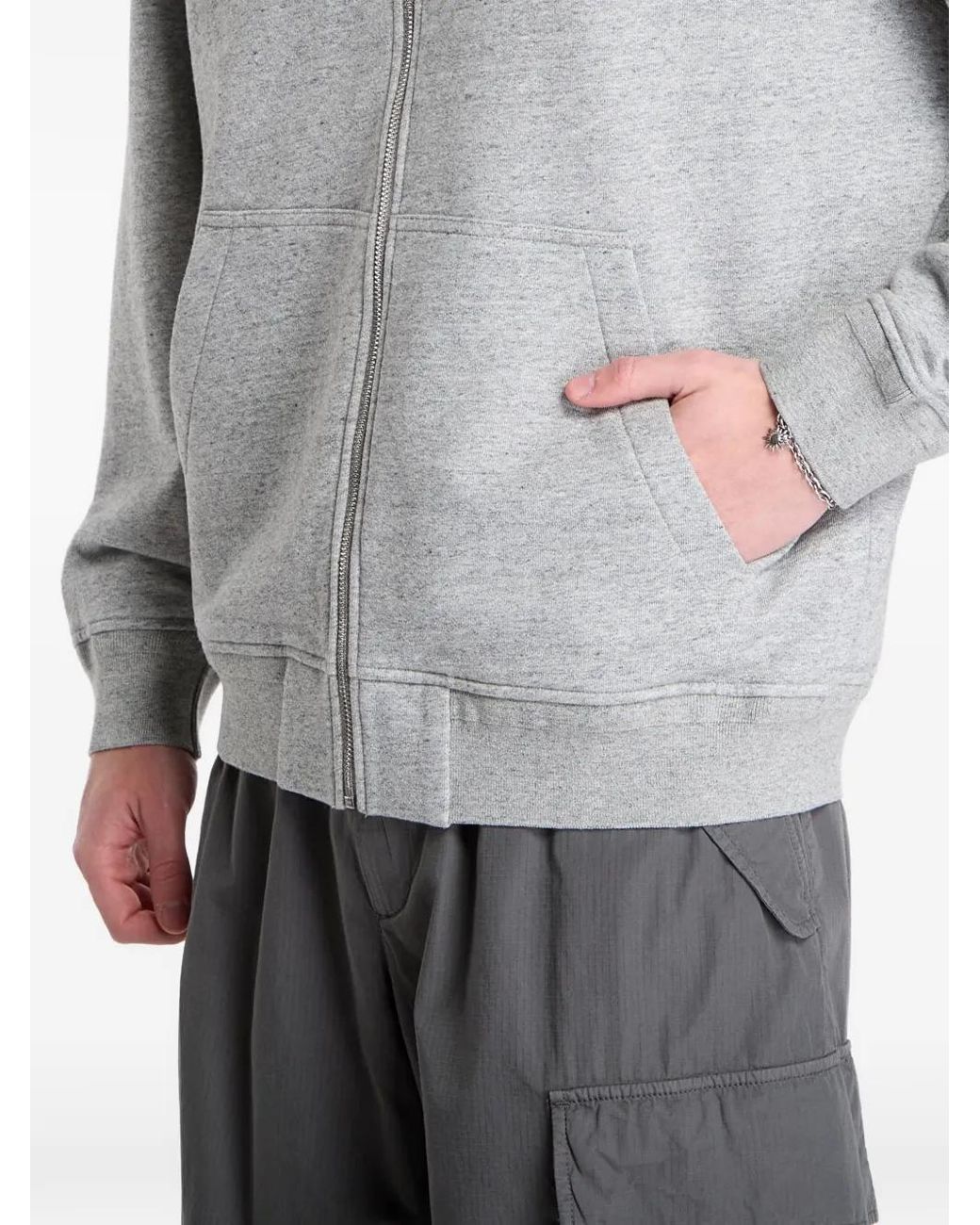 C P Company Gray Diagonal Raised Hooded Sweatshirt for men