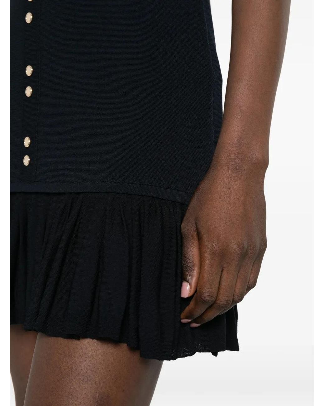 Sandro Black Mini Knit Dress With Ruffles