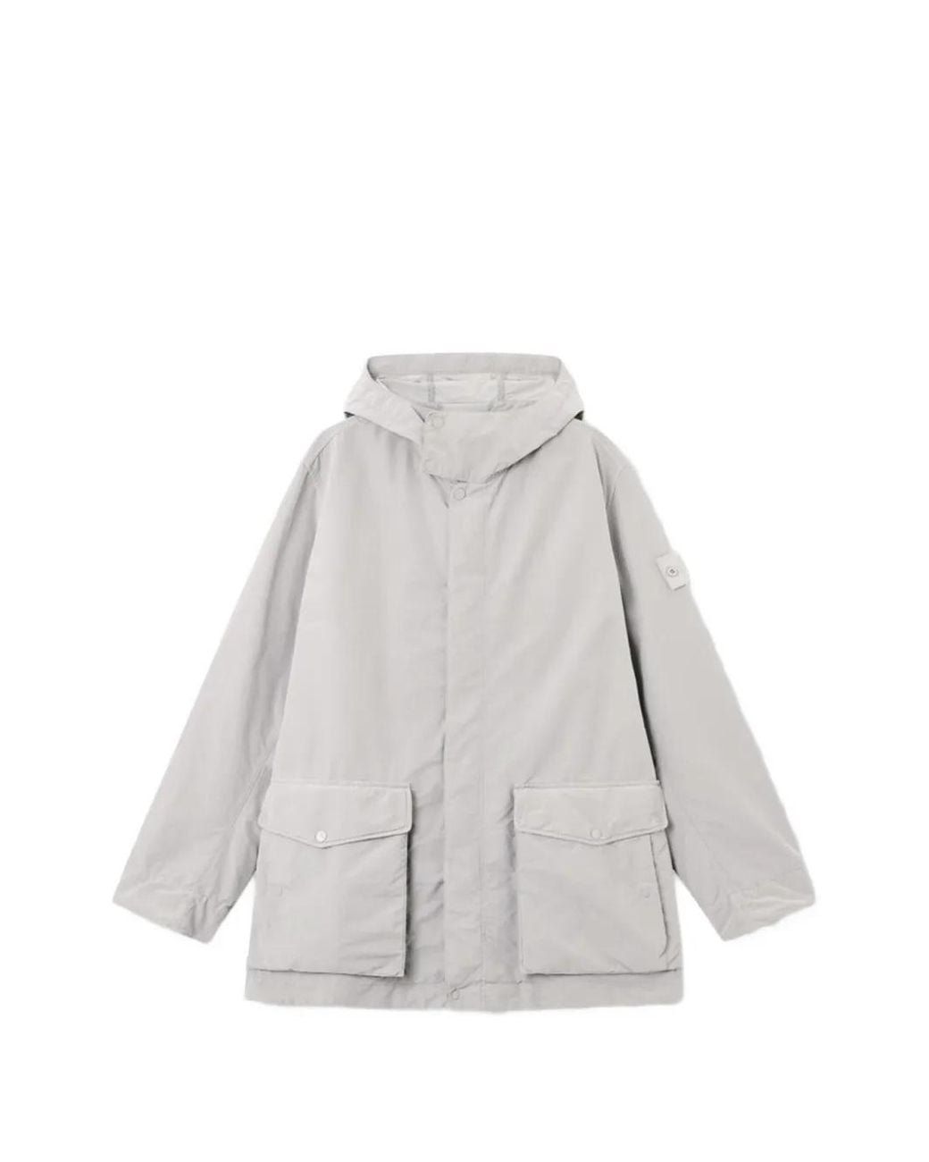 Stone Island David Light-Tc Hooded Logo-Patch Jacket in White for