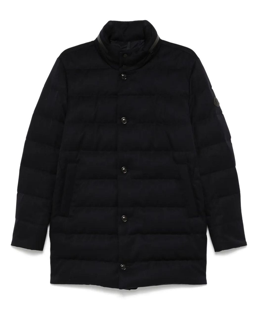 Moncler Blue Vallonpierre Hooded Wool Long Down Jacket for men