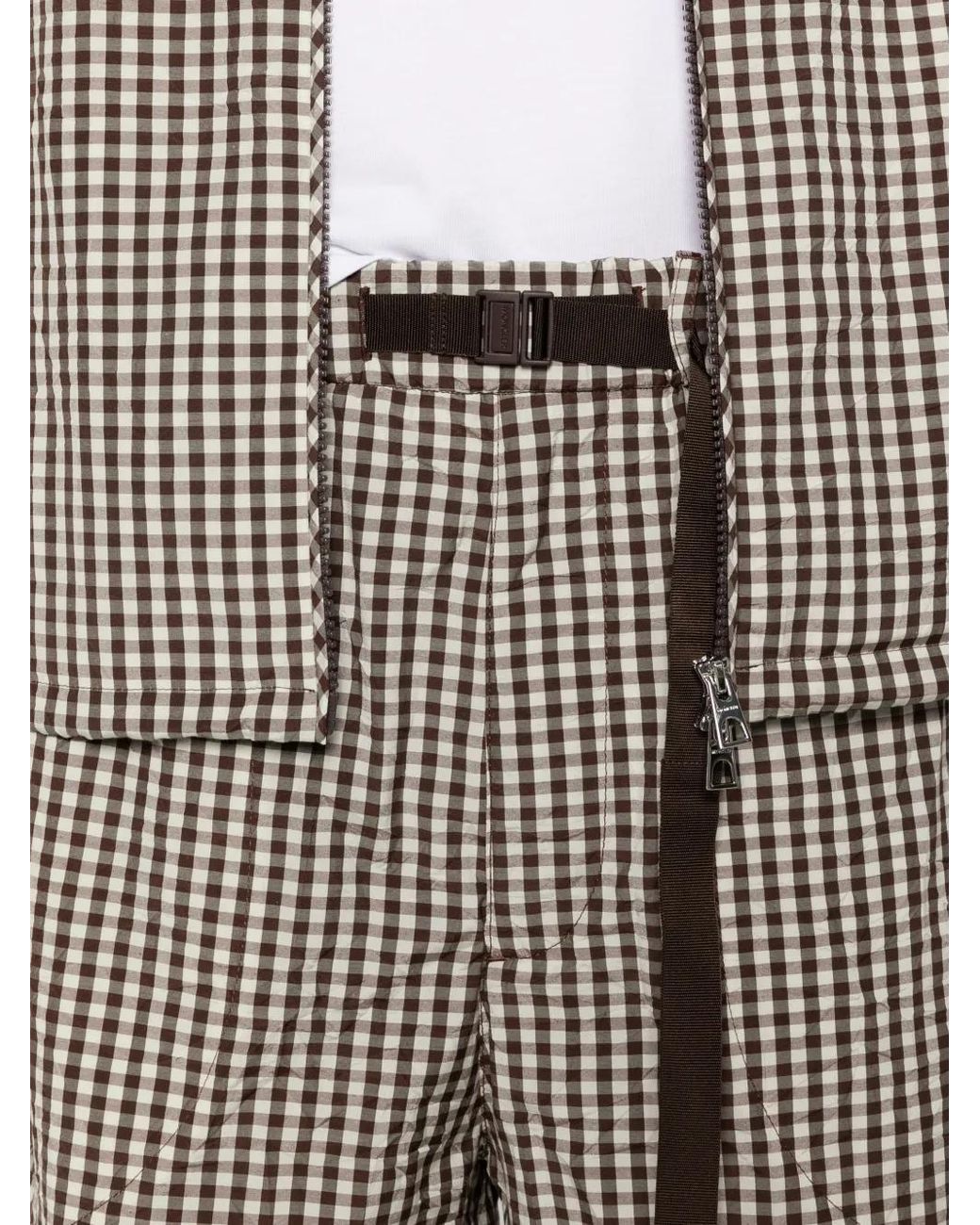 Moncler Brown Checked Belt Shorts for men