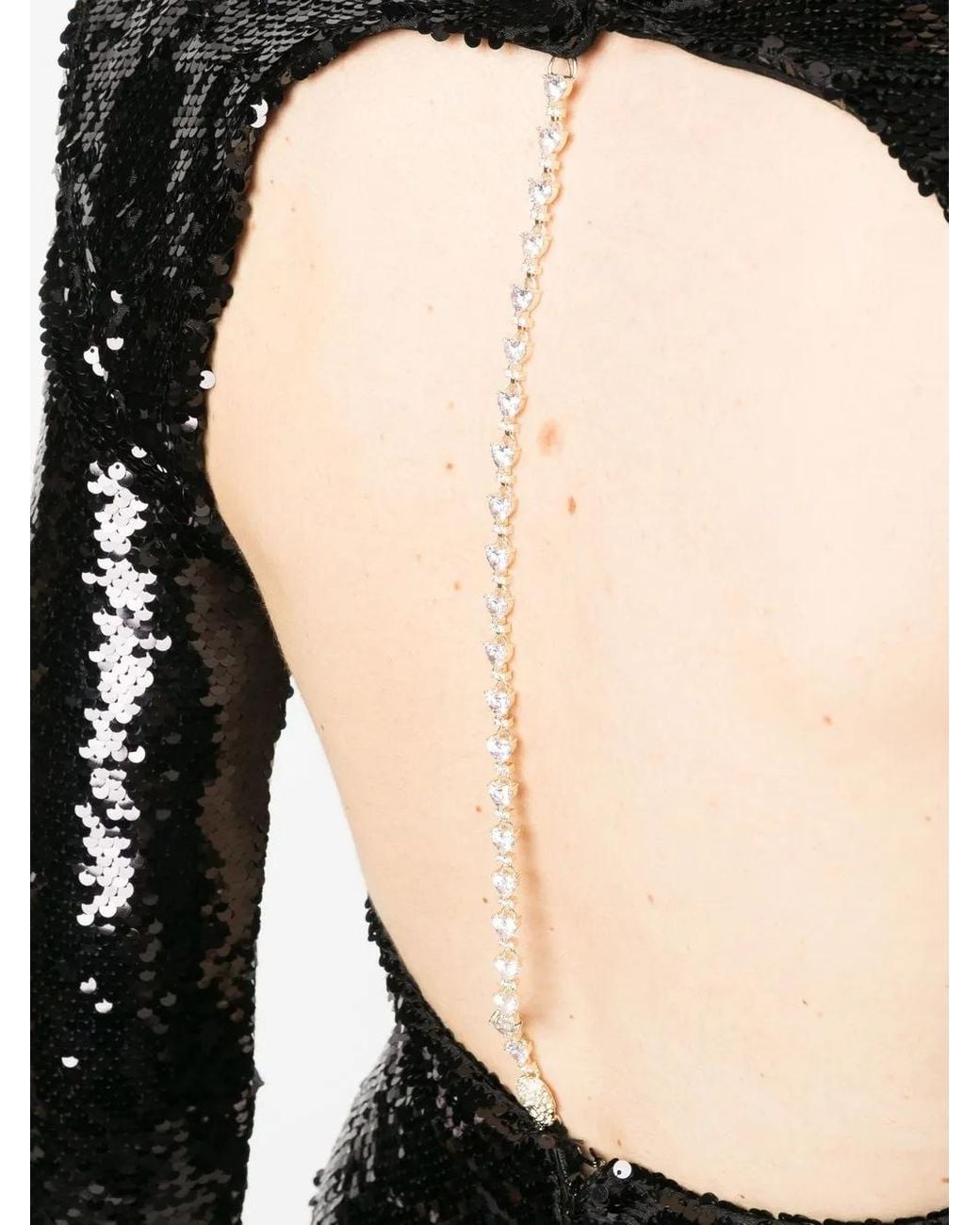 Philipp Plein Black Long-Sleeved Sequin-Embellished Dress