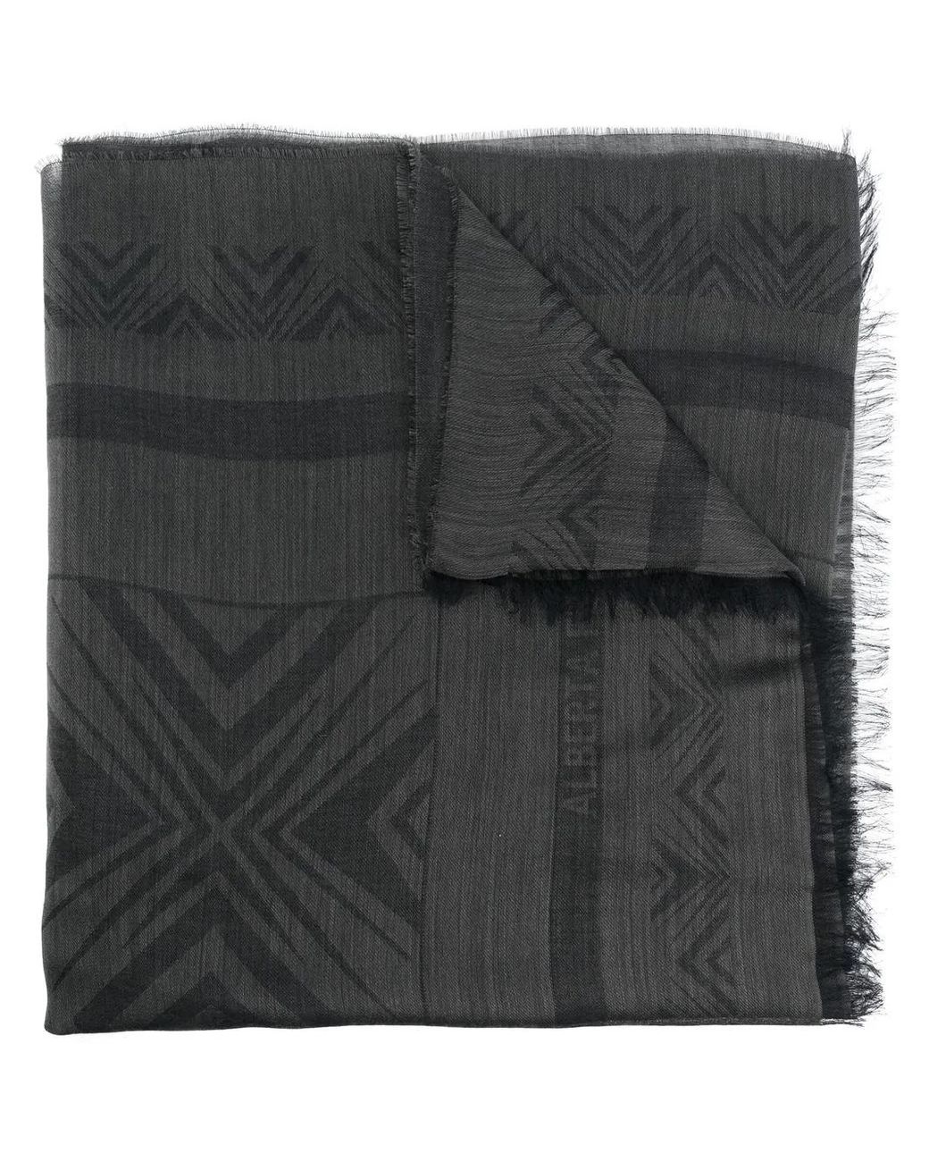 Alberta Ferretti Black Geometric-Print Knitted Scarf