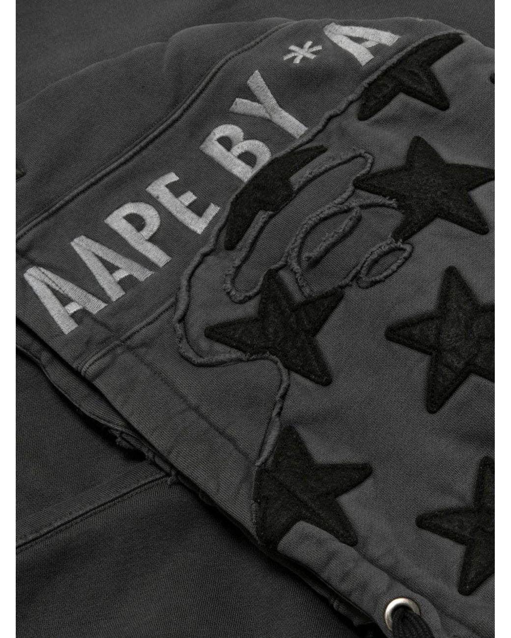 Aape By A Bathing Ape Black Appliqué Hooded Sweater for men