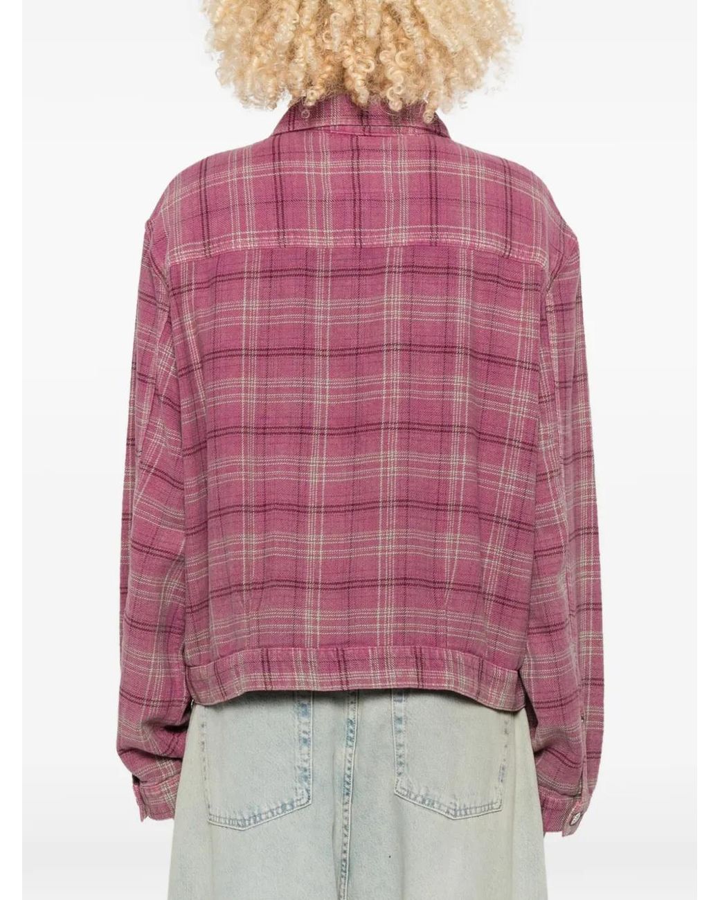 R13 Purple Check-Pattern Button-Down Shirt Jacket