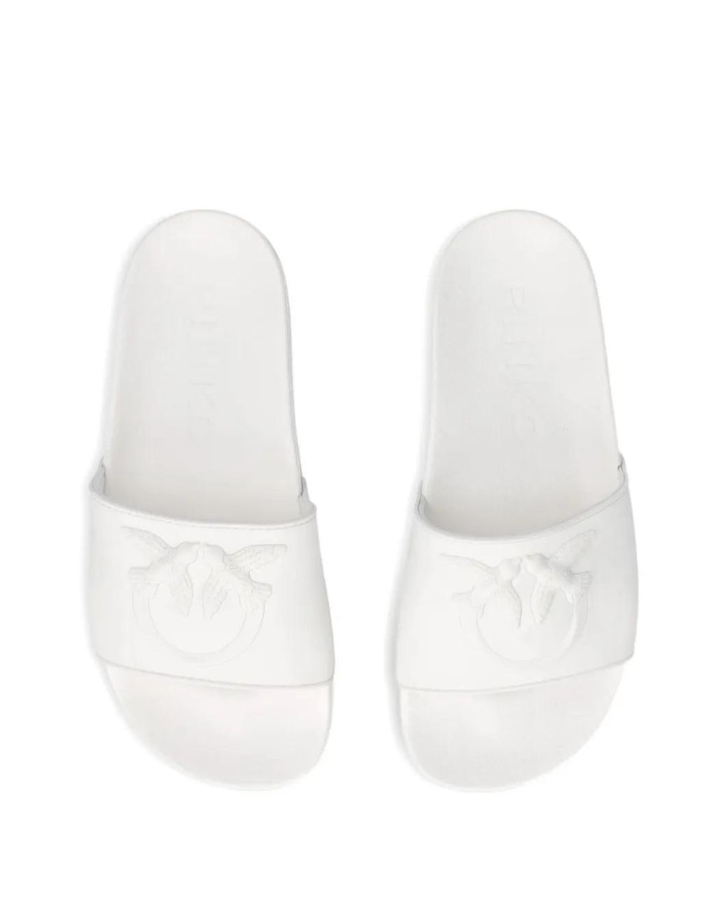 Pinko White Logo-Embossed Slides