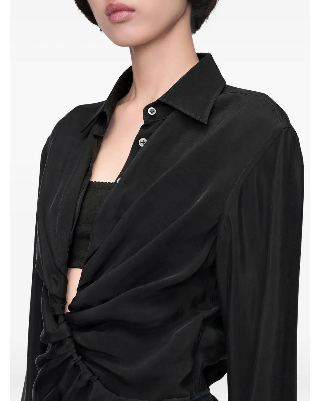 Maison Margiela ツイスト ドレープ シャツドレス Black